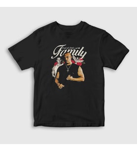 Presmono Unisex Çocuk Siyah Family Fast And Furious Hızlı ve Öfkeli T-Shirt 421069tt
