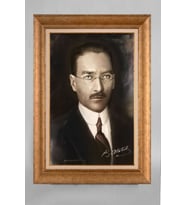EV İŞYERİ OFİS İÇİN ALTIN ÇERÇEVELİ PASPARTULU ATATÜRK TABLO S536