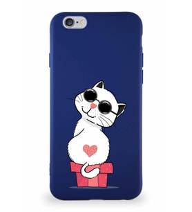 Apple iPhone 6S Soft Premier Kapak Coolcat Tasarımlı Silikon Kılıf - Lacivert (Şeffaf)
