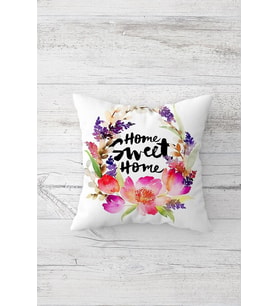 Home Sweet Home Çift Tarafı Baskılı Gizli Fermuarlı Yastık Kılıfı Kırlent Koltuk Yastık Kılıfı (Beyaz)