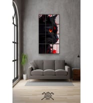 12 parça Siyah Kedi Çerçeve Görünümlü Mdf tablo Duvar Süsü Hediyelik Eşya (45cm x 85cm)