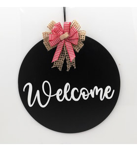 Lora Davet Ahşap Kapı süsü welcome (1 Adet) Siyah - 54231
