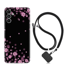 Samsung A23 A31 A32 A50 A51 A52 A53 A70 Kılıf Boyun Askılı Silikon Black flowers 1391