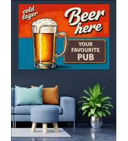 Bira Fincanı Pub Reklamı Dekoratif Kanvas - Mdf Ahşap Tablo