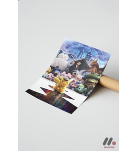 Pokemon Dedektif Pikachu Poster, Çerçevesiz Yüksek Kalite Duvar Afişi - Anime