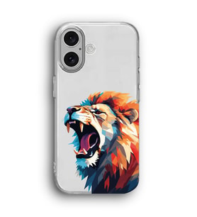 iPhone 16 Uyumlu Aslan Desenli Silikon Şeffaf Telefon Kılıfı