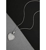 Gümüş Hasırlı Kalp Kolye - N160601