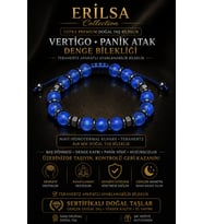 Sertifikalı Mavi Hidrotermal Kuvars Terahertz Vertigo Panik Atak Denge Bilekliği - 8 MM Unisex