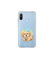 Xiaomi Mi A2 Lite ile Uyumlu Splash Köpek Tasarımlı Şeffaf Silikon Kılıf