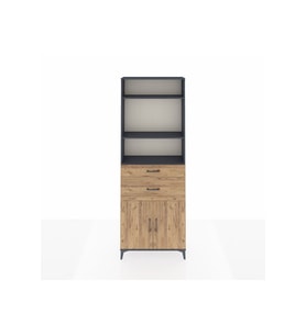 Arges Dolap 4 Raflı 2 Çekmeceli 2 Kapaklı 88x30x243 Antrasit-Çam