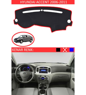 Hyundai Accent Era 2006-2011 Için Uygun Torpido Koruma Halısı Siyah Kenar Renk Kırmızı