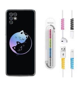 INFINIX Note 11 Pro Note 10 Hot 9 Play Kılıf Kablo Koruma Spiral Silikon Love Cats 1604