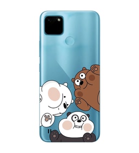 Realme C21Y/C25Y Uyumlu Kafadar Ayılar Desenli Şeffaf Telefon Kılıfı