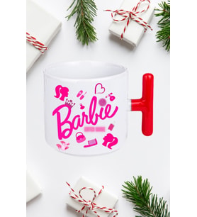 Enter Mode Barbie Baskılı Kırmızı T Saplı Kupa Bardak Porselen Çay Kahve Fincanı