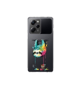 Poco X5 Pro ile Uyumlu Splash Tembel Hayvan Tasarımlı Şeffaf Silikon Kılıf