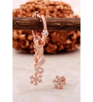 Kar Tanesi Rose Gümüş Kombin Şans Küpe 5465