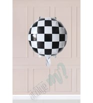 Yuvarlak Siyah Beyaz Damalı Folyo Balon