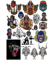 Mafya Goril Sticker Set 1 18 Parça Telefon, Tablet, Defter, Laptop Sticker