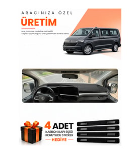 VOLKSWAGEN TRANSPORTER (2025-SONRASI) Uyumlu Torpido Koruma Örtüsü Oto Kılıfı - Siyah Gri