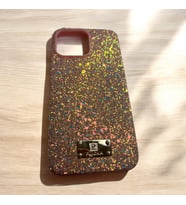 iPhone 14 Pro Max Parlak Lüx Simli İç Kısmı kadife kumaşlı Telefon Kılıfı (Pembe)