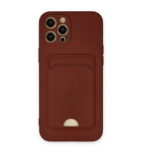 Apple İphone 12 Pro Max Kılıf Kelvin Kartvizitli Silikon - Bordo