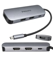 Philips SWR1602T/93 USB-C 7'si 1 Arada 8K DP + Dual 4K HDMI 100W PD Çok Fonksiyonlu Hub