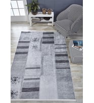 Dijital Kaymaz Yıkanabilir Gri Patchwork Salon Halısı Mutfak Halısı Koridor Halısı Yolluk HLN1625