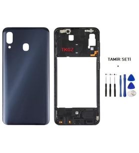 Samsung Galaxy A30 - SM-A305F FULL Kasa Arka Kapak Takım SİYAH - TAMİR SETİ