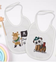 BK Kids Kişiye Özel Sevimli Korsan Tasarımlı 2’li Beyaz Mama Önlüğü-1