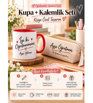Öğretmenler Günü Hediyesi Kişiye Özel Kupa ve Kalemlik Seti – İsimli Öğretmen Hediye Seti