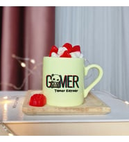 Gamer ( Oyuncu ) Tasarımlı Kişiye Özel Sarı Türk Kahvesi Fincanı