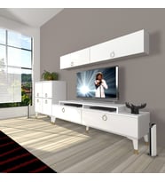 Decoraktiv Ekoflex 6Y Mdf Gold Tv Ünitesi Tv Sehpası - Parlak Beyaz