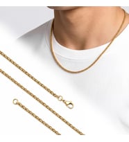 Moncuk Design Hasır Örgü Erkek Çelik Kolye 2mm 55cm Gold 3351ECK040
