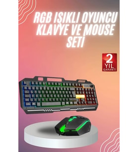 RGB Işıklı Gaming Oyuncu Klavye Q Klavye Mouse Hediyeli