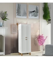 Lidya Portmanto Dolabı Beyaz Raflı 2 Kapaklı Ayakkabılık Dolap 60x37x195 cm