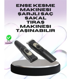 Sessiz Motorlu, Kablosuz Kullanımlı Şarjlı Saç Sakal Kesme Makinesi – Taraklı Set