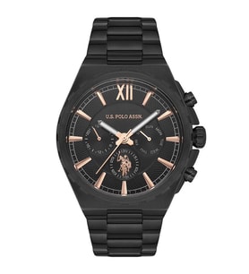 U.S. POLO ASSN. USPA1030-02 SİYAH İYON KAPLAMA ERKEK KOL SAATİ