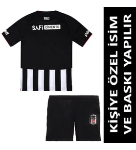 Beşiktaş Forma 2025/2026 Sezon KİŞİYE ÖZEL İSİM VE NUMARA BASKILI Çocuk Futbol Forması pp12 (Siyah - Beyaz)