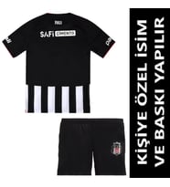 Beşiktaş Forma 2025/2026 Sezon KİŞİYE ÖZEL İSİM VE NUMARA BASKILI Çocuk Futbol Forması pp12 (Siyah - Beyaz)