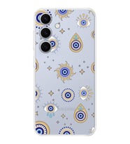 PrintiFy Samsung Galaxy S24 Plus ile Uyumlu Nazar Boncuğu 5  Kamera Korumalı Şeffaf Silikon Kılıf