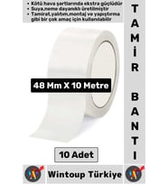 Ultra Güçlü Su Neme Dayanıklı Çok Amaçlı Montaj Onarım İzolasyon Tamir Bantı Beyaz 48 Mmx10 Mt 10 Ad