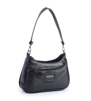 Nas Bag Kadın Omuz ve Çapraz Baget Çanta - Siyah Lazer (28x17 cm)