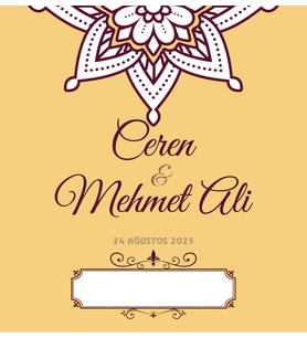 Nikah Nişan Düğün Davetiyesi Kare İkiz İp Bağlamalı 5037