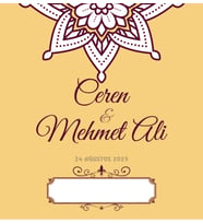 Nikah Nişan Düğün Davetiyesi Kare İkiz İp Bağlamalı 5037