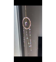 Ametist Sun Catcher 7 - Güneş Tutucu, Güneş Yakalayıcı, Doğal Ametist Taşlı, El Yapımı (Mor)