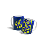 Sarı Lacivert - Lacivert Baskılı Kupa Bardak (Beyaz)
