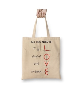Love Matematica Matematik Öğretmene Hediye Sevgiliye Hediye Beyaz Bez Çanta Alışveriş Çantası
