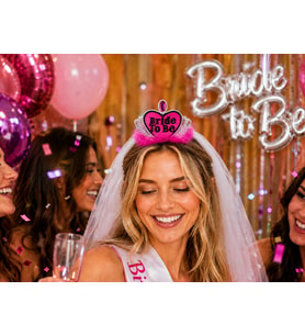 Bride To Be Fuşya Tüylü Kalpli Gelin Tacı Bekarlığa Veda Kına Gecesi Parti Aksesuarı