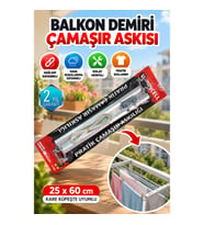 25×60 cm Balkon Demiri Çamaşır Askısı – Kare Küpeşte Uyumlu Beyaz Hava Koşullarına Dayanıklı