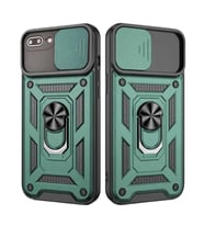 Apple iPhone 7 Plus / 8 Plus Uyumlu Kızaklı Kamera Korumalı Tank Kılıf (Yeşil)